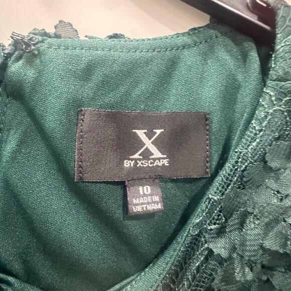 X By Xscape Green Lace Floral Long Sleeve Midi Dress Size 10 - Picture 4 of 5